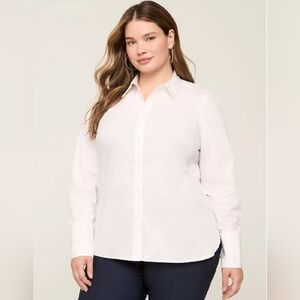 Lane Bryant No Peek Button Down White Shirt, Size 18